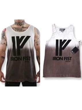 Iron Fist Athletic White to Brown Ombré Men’s Tank Top XS